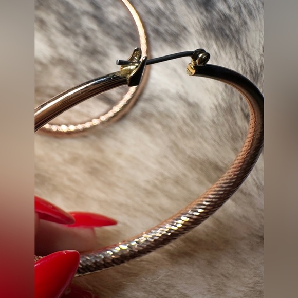 Diamond Cut Solid Polished Bronze Hoops - Picture 5 of 5